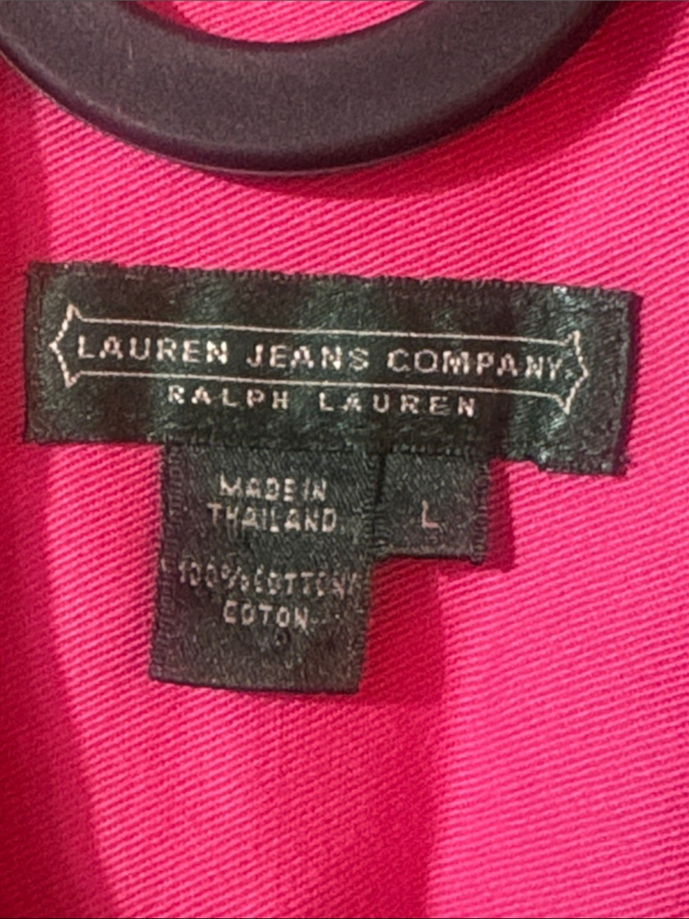 Lauren Ralph Lauren Hot Pink Jean Jacket with Gold Buttons Junior Size L - Picture 3 of 6